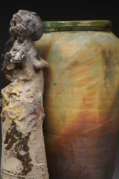 figure and raku pot